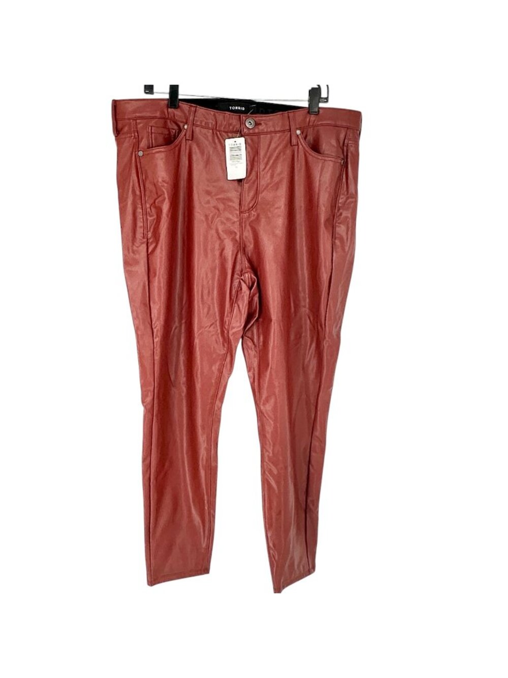 Torrid Faux Leather Pants Womens Size 16S Brown High Rise Skinny Fit Pockets NWT
